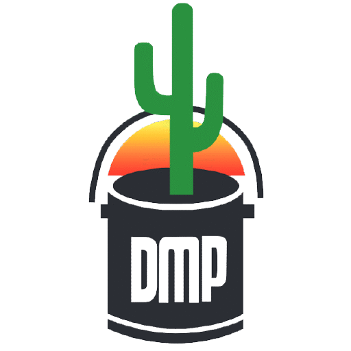 Desert Mesa Painting logo featuring a cactus and sunset within a paint can, representing custom painting services and craftsmanship.