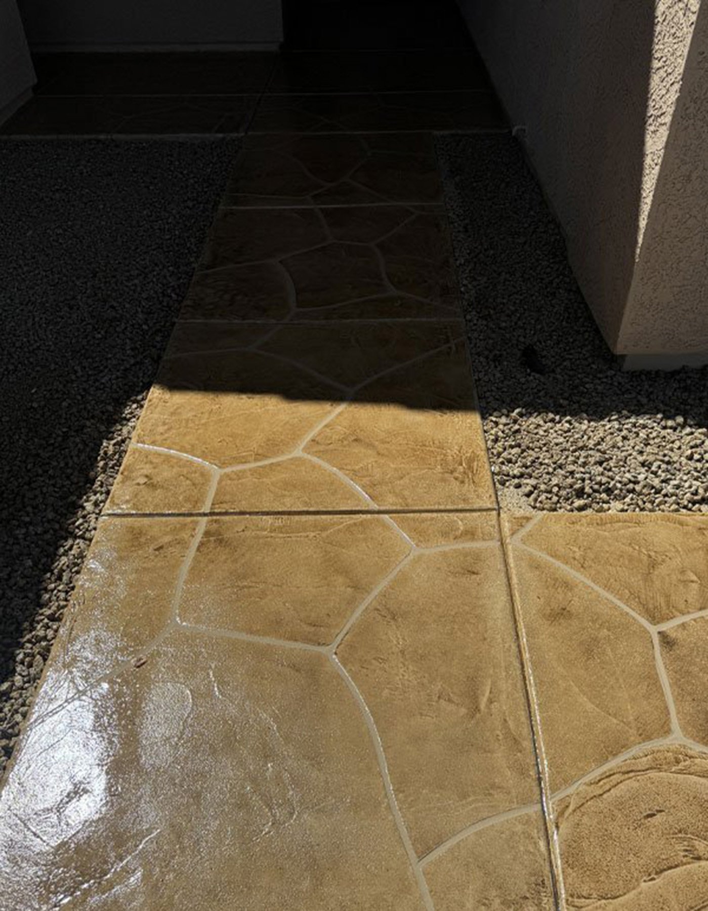 Kool Deck patio with decorative concrete finish and slip-resistant surface.